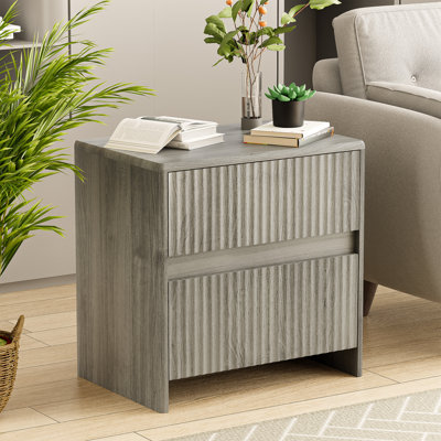 Modern Fluted Nightstand with 2 Drawers by George Oliver