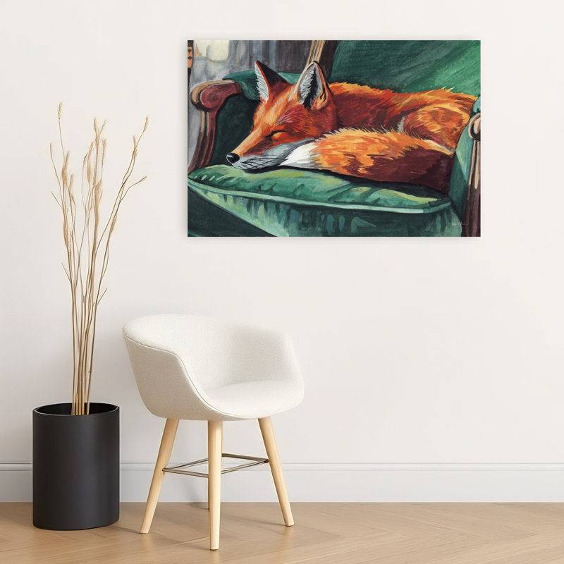 «Dreams of a Dapper Fox Contemporary Forest Forest», reproduction d'art, H 24 po x l 36 po