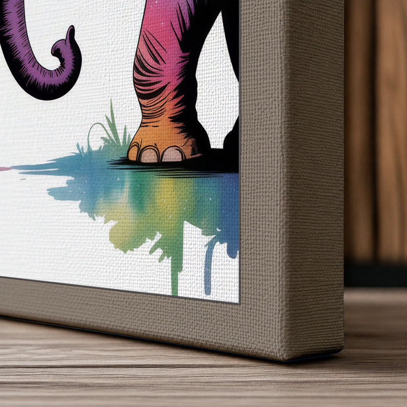 Elephants in Watercolour Modern - Wrapped Canvas, 24x16 - 61.0 x 40.6 cm, Taupe Border