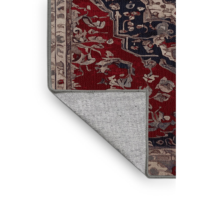 Tapis rouge lavable à la machine, Carré 3 pi