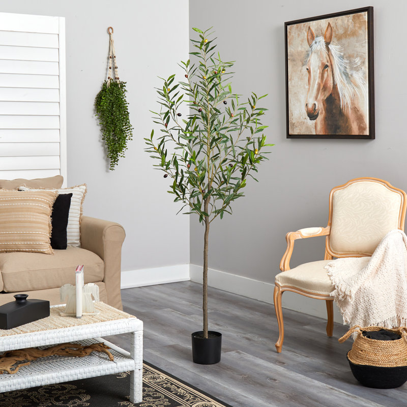 Olive artificielle en pot, H 72 po x l 28 po x P 10 po