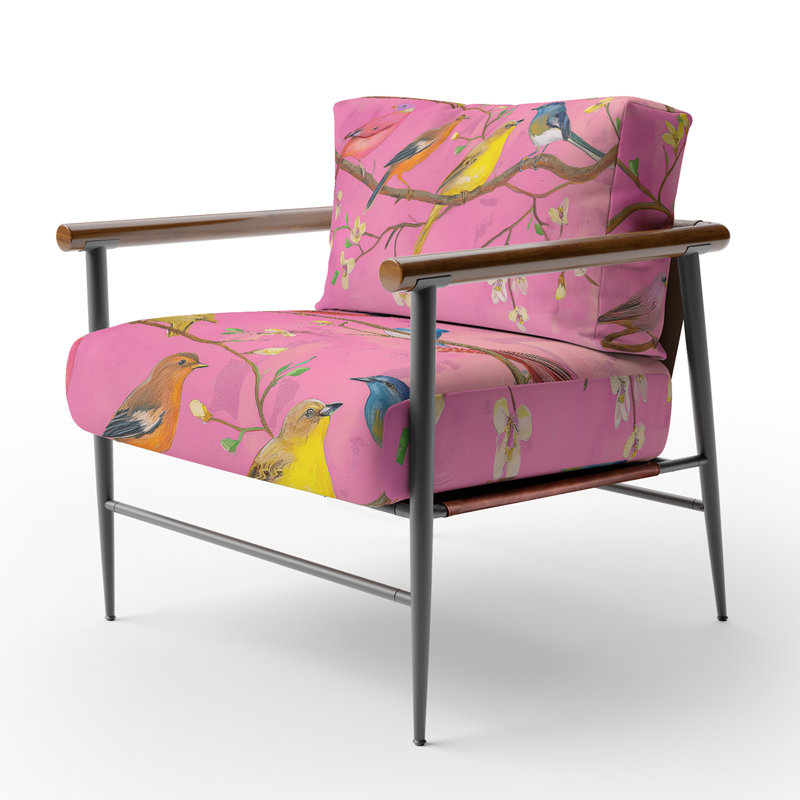 Chaise avec accoudoirs rembourrée rose Mailer, Noir, noir, noir, noir