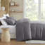 3 couettes avec taies décoratives à fermeture à enveloppe, tissé, gris anthracite, sophistication intemporelle à rayures, conception antidérapante, facile à laver-132971707