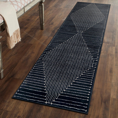 Modern Black And Cream Geometric Area Rug