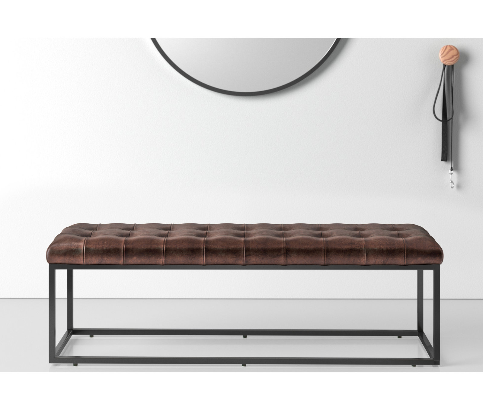 Pearson Genuine Leather Bedroom Bench, 17.5" H x 50" W x 17" D, Dark Sienna Top Grain Leather