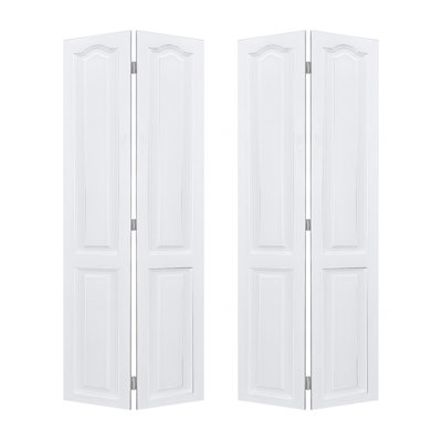 Dual Crafted Modern Door 3/4" Thick 42 In. X 84 In. Solid Core White Finished Vinyl Bi-Fold Door With Hardware Kit
