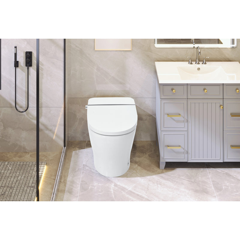 Smart Toilet Bidet Combo with Self-Cleaning Nozzle and Foot sensor Flush