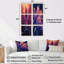 Fiery lilas dans des tons sombres expressionnisme - ensemble de 6 impressions sur toile florales-1216839059-1216839058