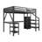 Full Size Loft Bed With L Shaped Desk, LED Light And USB For Kids Teens Adults
