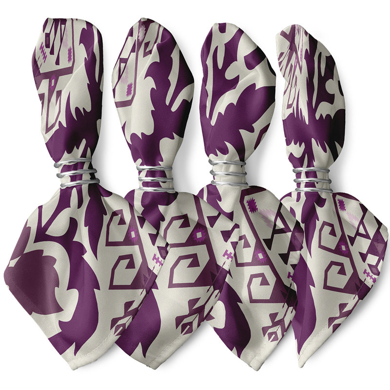 Gerome Polyester Ikat Square Napkin, Purple