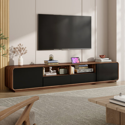 95 Inch Modern TV Stand, Rounded Edge Entertainment Center With 2 Storage Cabinets And 2 Drawers, Media Console Table For 50–110 Inch Tvs