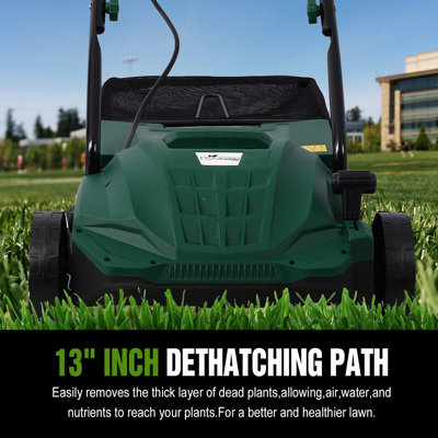 Garden Scarifier, 2-en-1 13INCH Dethatcher Scarifier, 12 ampères électrique Lawn Dethatcher
