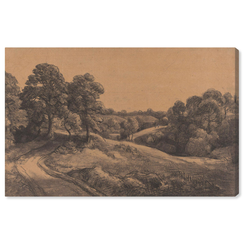 Wooded Slope Vintage Landscape Canvas Art, 36" x 24", Gallery Wrapped