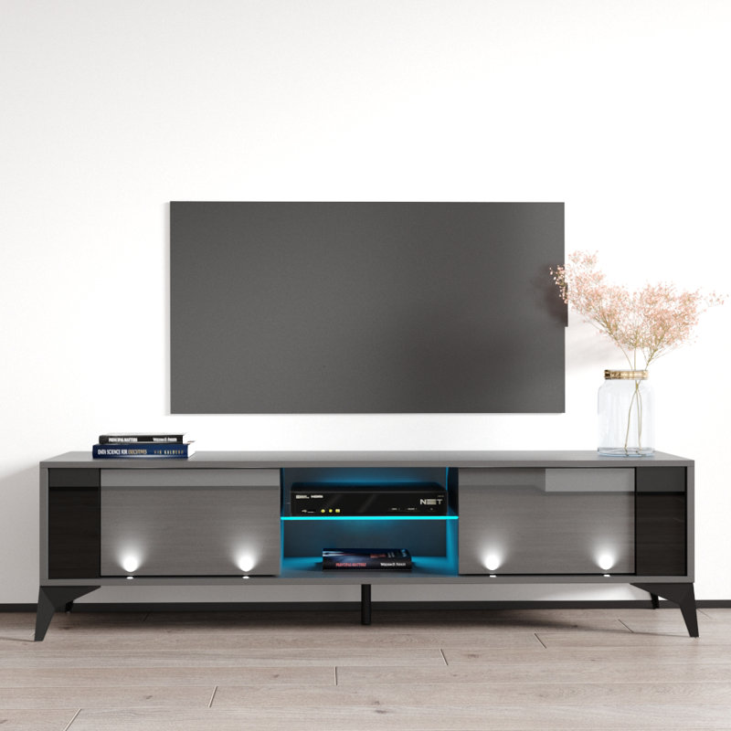 Meuble télé pour téléviseur de 70 po ou moins Akwete, gris