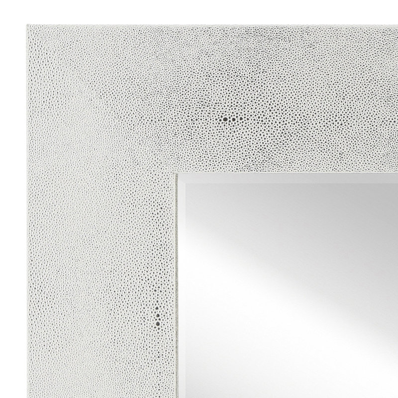 Square Leather Mirror, Silver/White