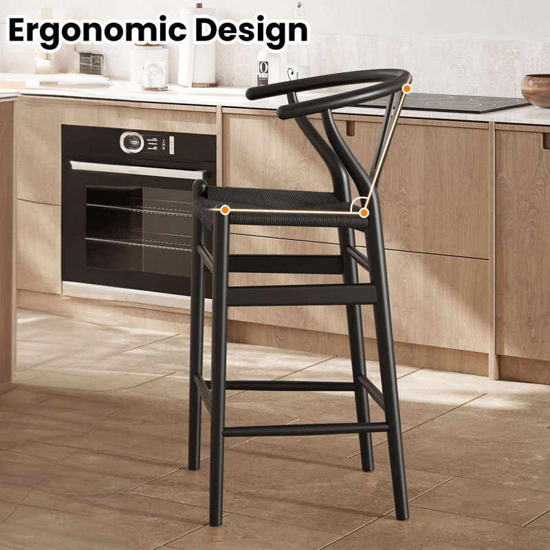 Tabouret de bar, tabourets de bar à hauteur de comptoir tissé, chaises de bar en rotin entièrement assemblées pour îlot de cuisine