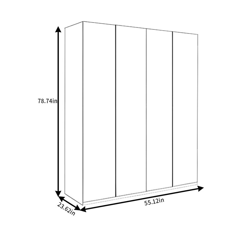 Simple Solid Color Wardrobe, 79" H x 54" W x 24" D