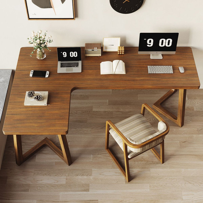 Nut-Brown Rectangular Solid Wood Desk | Stylish & Durable
