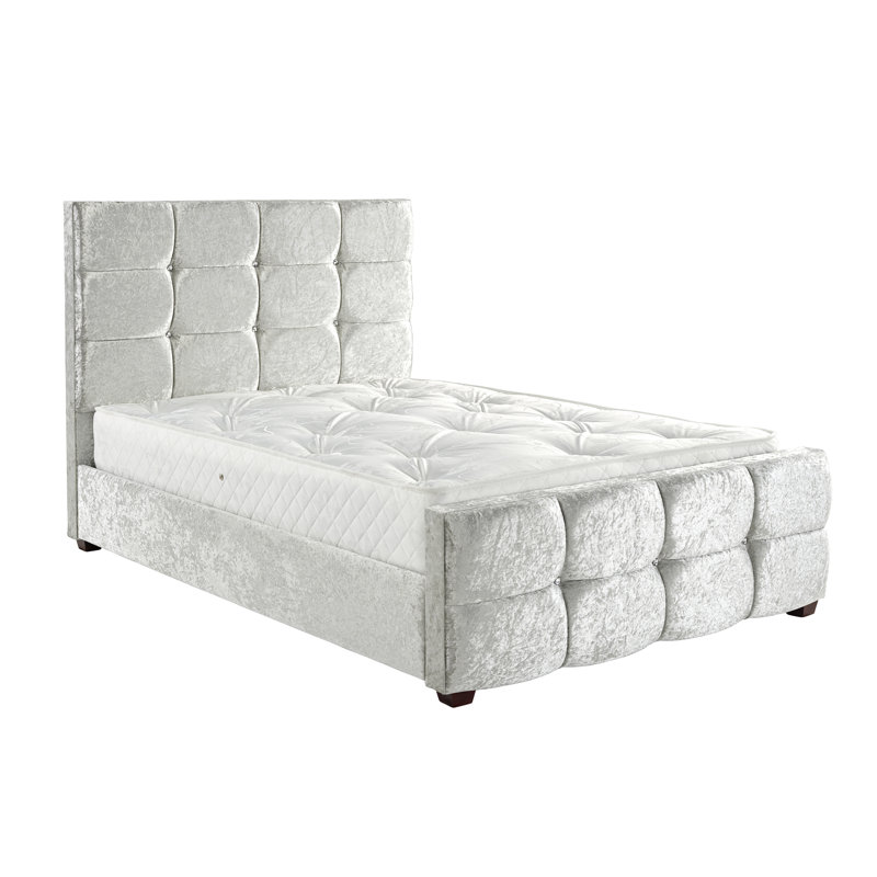 Darrell Upholstered Bed, Single (3'), Bling Silver