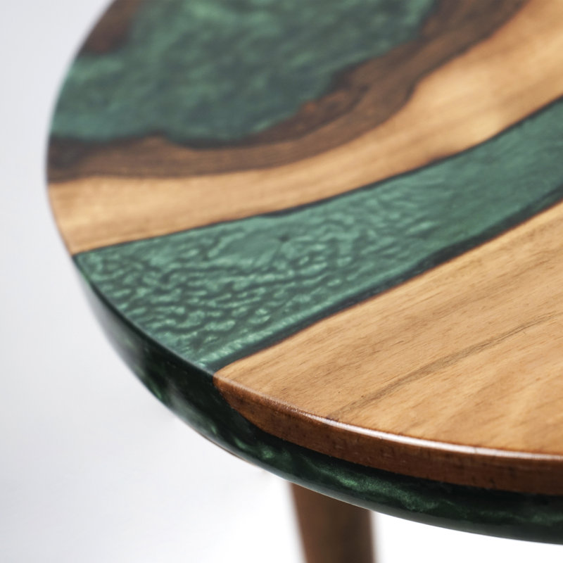 Table basse ronde en bois Abagayle, Vert