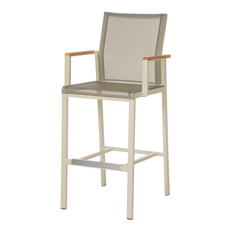 Aura Outdoor Bar Stool, Champagne, Titanium, 30"