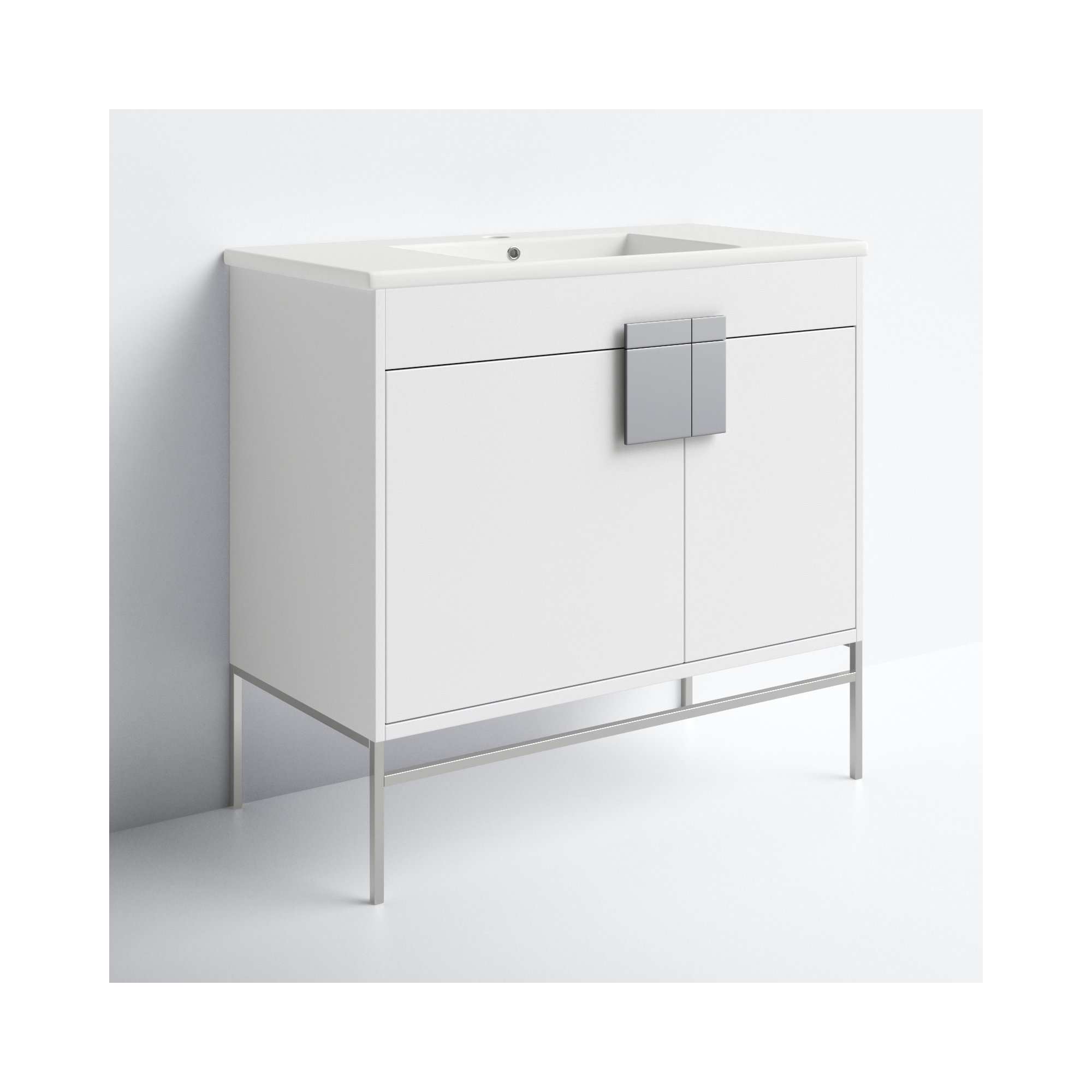 Maisie 36'' Single Bathroom Vanity, White, Polished Chrome