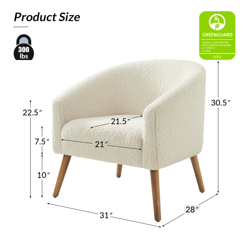 Fauteuil moderne l 31 po Brexley, Polyester ivoire