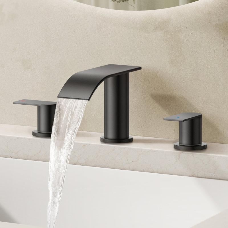2-handle Bathroom Faucet with Drain Assembly, Matte Black