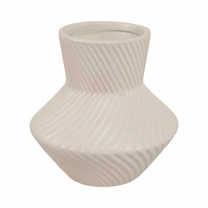 Meyke Contemporary Stoneware and Ceramic Vase with Sculptural Textured Design and Modern Curved Silhouette for Sleek Decorative Display
