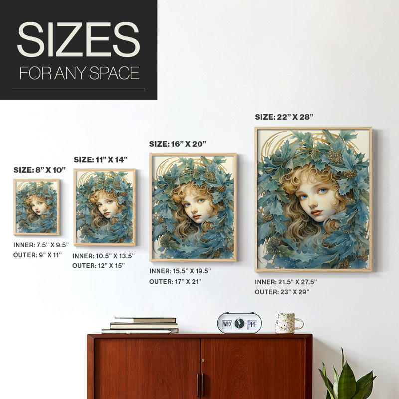 Reproduction d'art encadrée en bois massif Christmas Christmas, H 15 po x l 12 po, Naturel
