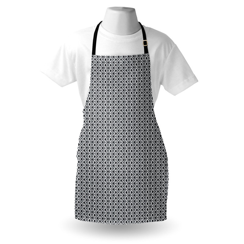 Tablier géométrique East Urban Home unisexe, losange et zigzags, taille adulte, gris anthracite