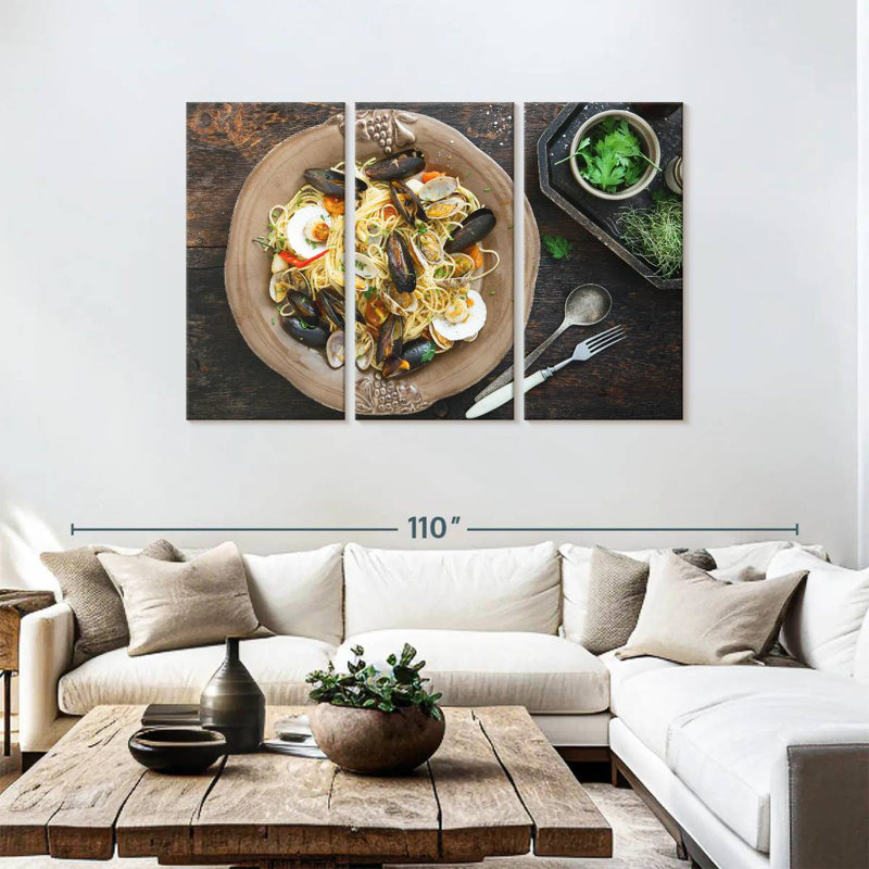 Yarlin Simple Seafood Pasta, 48" H x 74" W