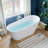 Modern Acrylic Freestanding Bathtub - Glossy White Soaking Tub with Pre-Drilled Drain and Overflow-128918858