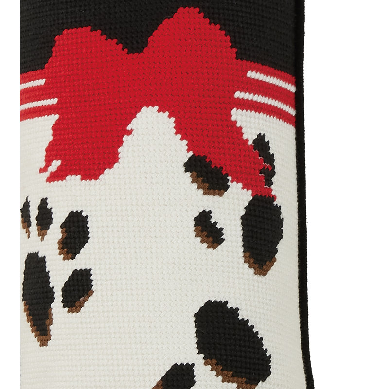 Holiday Pet Paws Embroidered Needlepoint Stocking