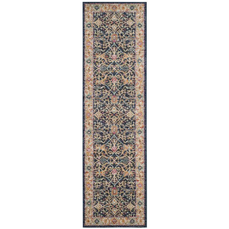 Christa Oriental Cream/Navy/Orange Area Rug