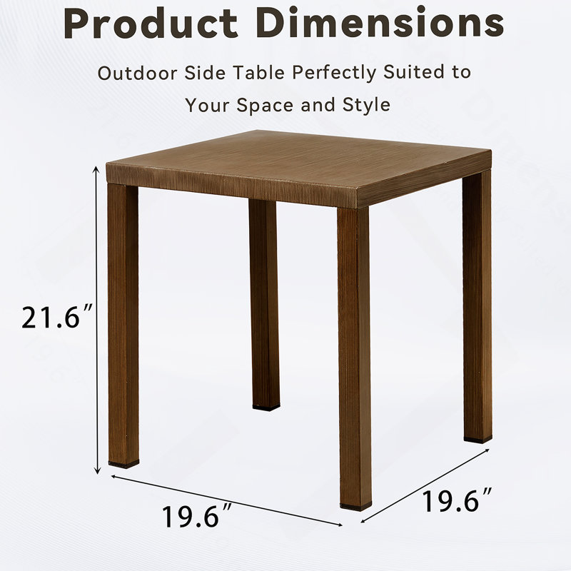 Table d'appoint d'extérieur en acier, petite table de bout carrée 22 x 20 x 20 po pour terrasse, terrasse et terrasse
