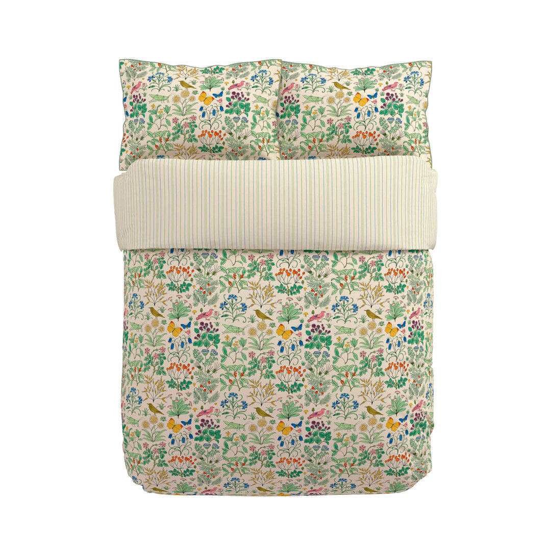 Wild Garden Cotton Floral Duvet Cover Set with Pillowcases