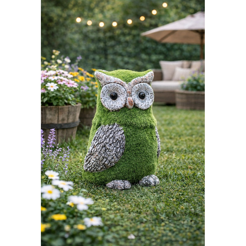 Green Turf Owl Sculpture