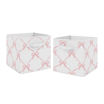 Ballerina and Ballet Bows Microfiber Fabric Storage Bin (Set of 2) by Sweet Jojo Designs