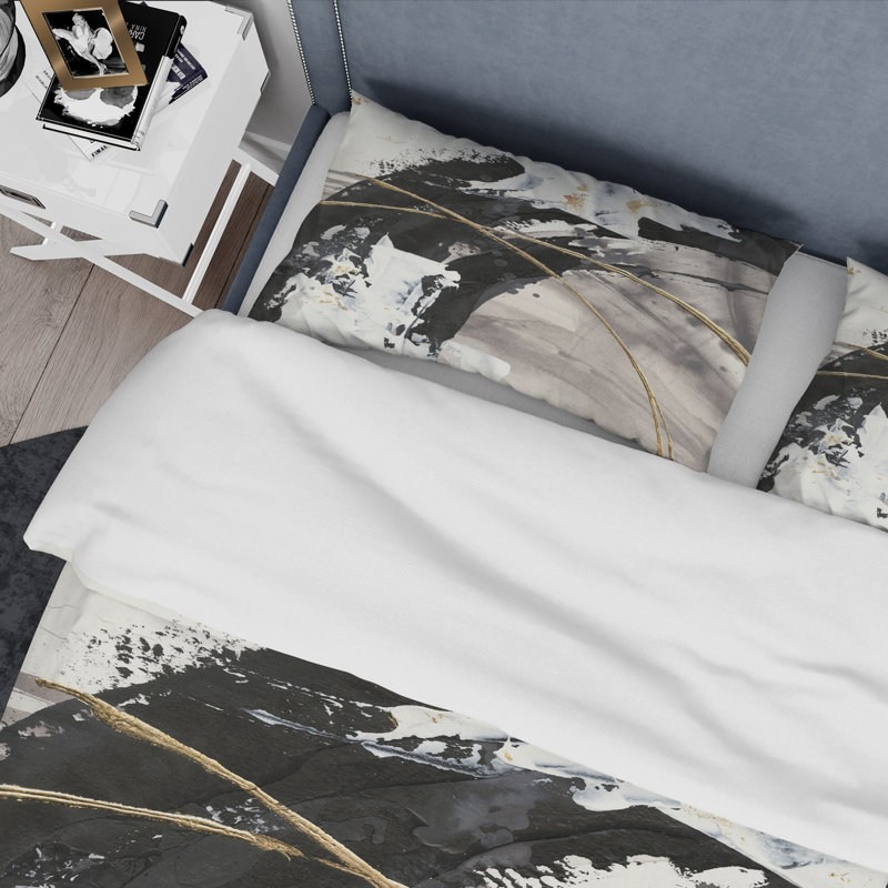 Glam Painted Arcs I - Transitional Duvet Cover Set - Microfiber Polyester, King Duvet Cover + 2 Shams