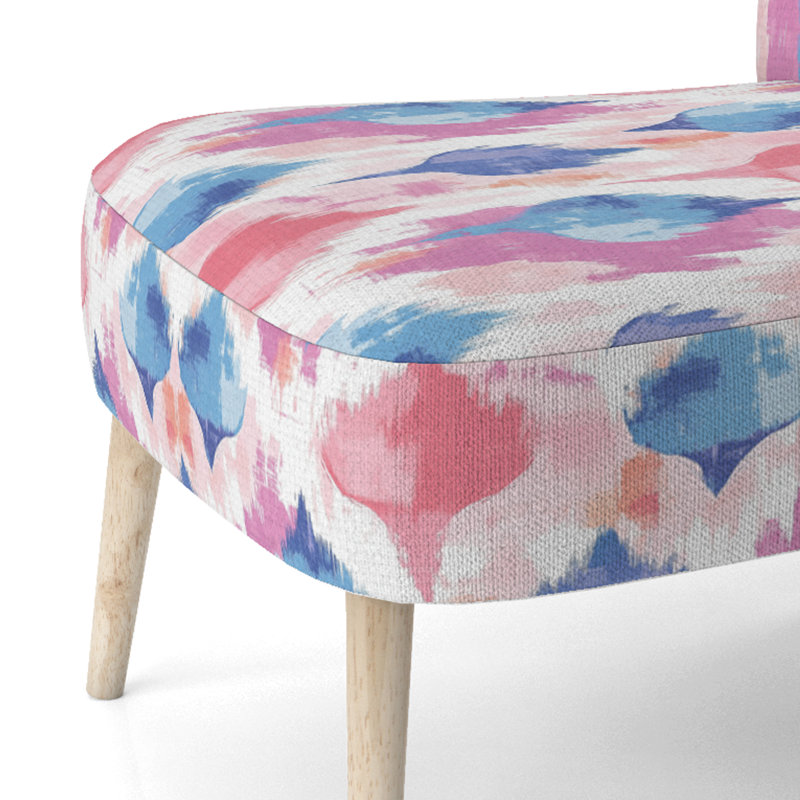 Chaise d'appoint Boho - Chaise d'appoint bleu pastel Ikat, Chaise d'appoint sans accoudoirs