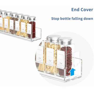 Acrylic Wall Mount Spice Rack - 15 Inch, 4 Pack Hanging Spice Rack Shelf for Cabinets, Cupboard or Pantry Door
