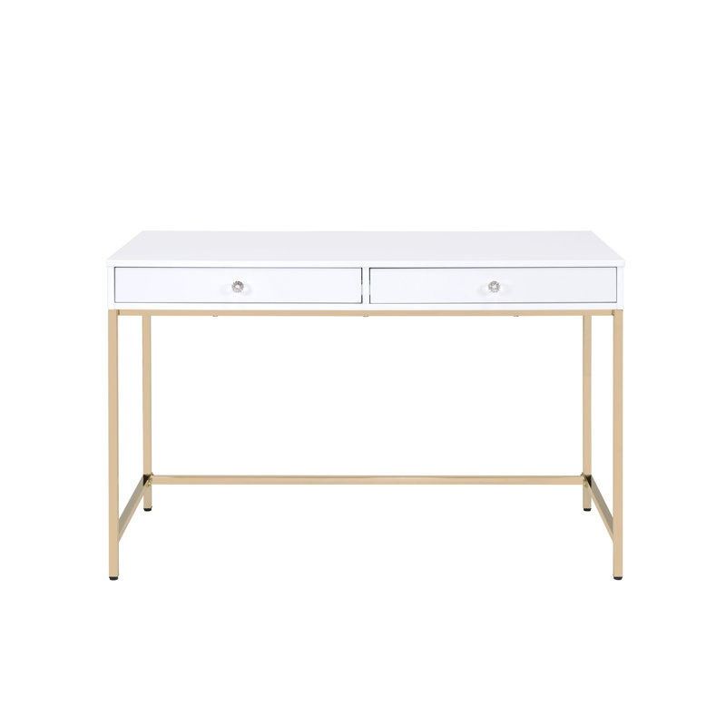 Bureau blanc brillant et finition dorée | Idée de cadeau, Blanc