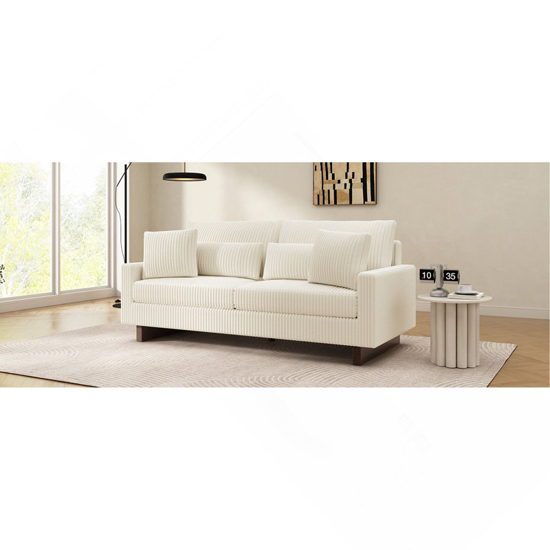 Canapé moderne avec causeuse 80,3 po et quatre coussins pour le salon, beige, Beige