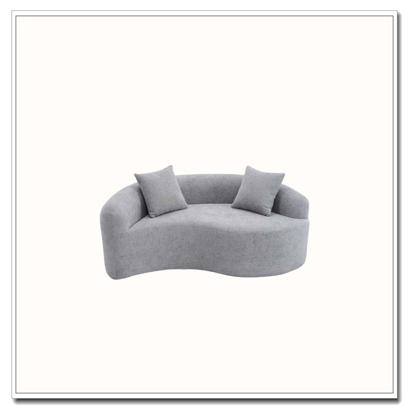 Canapé modulaire courbé en chenille, Gris clair