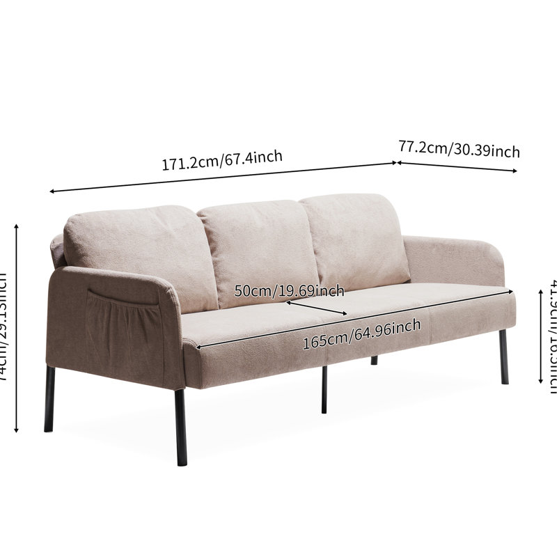 3 places beige - Espace détente pour petits espaces de chambre à coucher et de bureau au design moderne