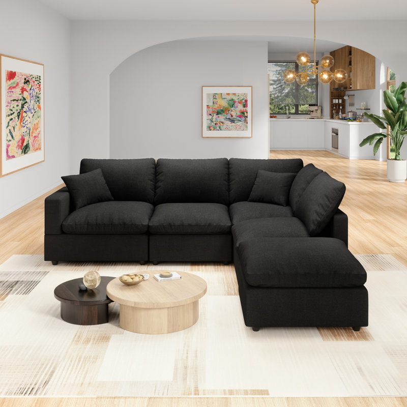 5-Seater Sectional Sofa Comfy Cloud Couch for Living Room, Modern Upholstered Modular Sectional Sofa Convertible Deep Seat Sofa, Removable & Washable Cushion Covers