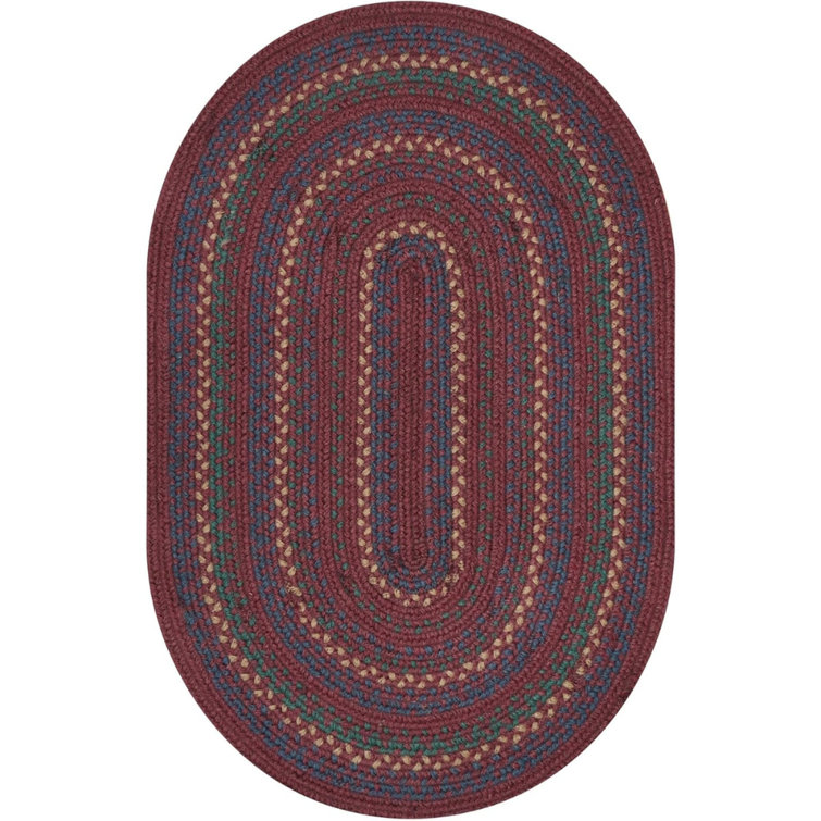 Jamestown Braided Jute Reversible Burgundy/Blue/Cream Rug