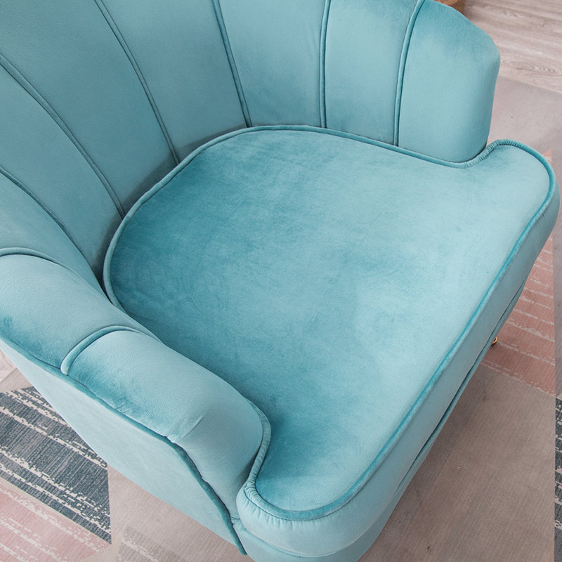 Acevedo Velvet Barrel Chair, Blue