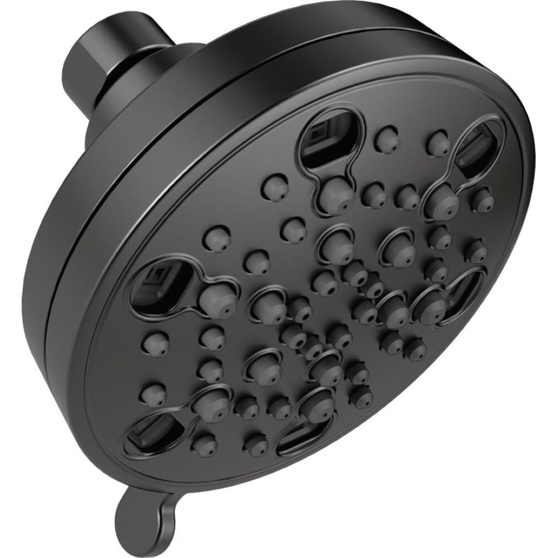 Universal Showering Components Multi Function Fixed Shower Head with H2okinetic Technology, Matte Black, 1.5 GPM